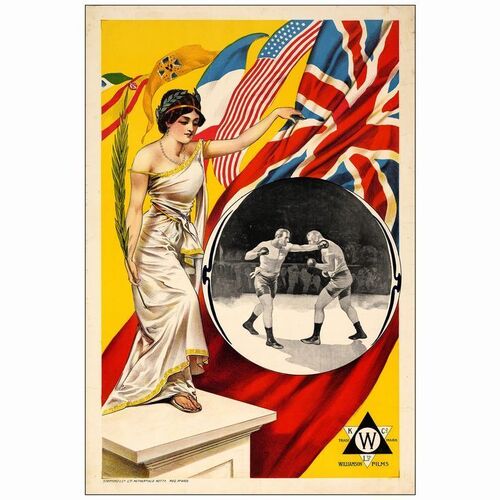 160. British Double Crown (20" x 30"); Country-of-Origin; Very Fine- on Linen ### GREAT GLOVE FIGHT (1900)