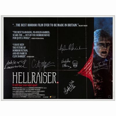 169. British Quad (30" x 40") Signed by Director Clive Barker, Ashley Lawrence, Doug Bradley, and Claire Higgins; Very Fine Folded ### HELLRAISER (1987)