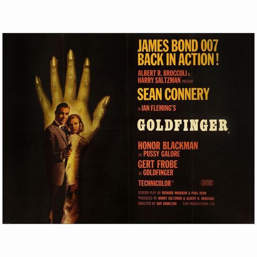 201. British Quad (30" x 40"); Style B, Country-of-Origin; Very Fine+ on Linen ### JAMES BOND: GOLDFINGER (1964)