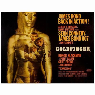 202. British Quad (30" x 39"); Style A, Country-of-Origin; Fine+ on Linen ### JAMES BOND: GOLDFINGER (1964)