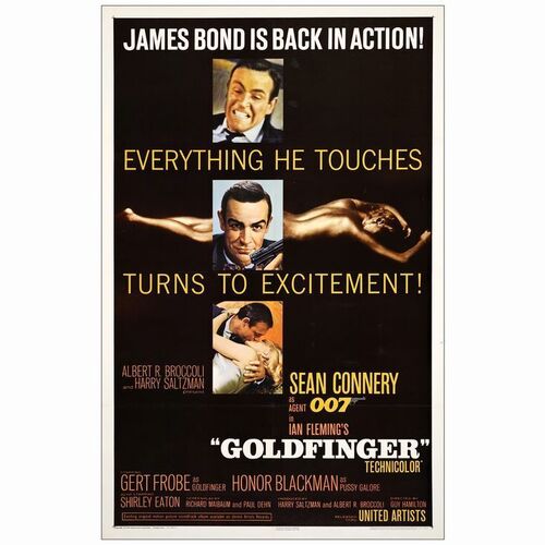203. One Sheet (27" x 41"); Glossy Style; Very Fine on Linen ### JAMES BOND: GOLDFINGER (1964)