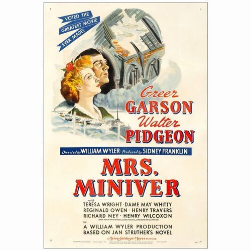 270. One Sheet (27" x 41"); Style D; Very Fine on Linen ### MRS. MINIVER (1942)