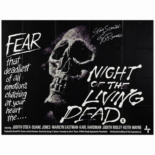 282. First Release British Quad (30" x 40") Signed by Director George A. Romero; Very Fine- Folded ### NIGHT OF THE LIVING DEAD (1969)