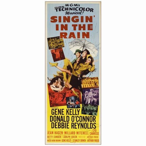 346. Insert (14" x 36") Signed by Debbie Reynolds, Gene Kelly, Donald O'Connor, and Cyd Charisse. (JSA COA); Very Fine Folded ### SINGIN' IN THE RAIN (1952)