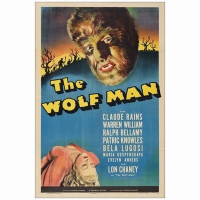 424. One Sheet (27" x 41"); Very Fine on Linen ### THE WOLF MAN (1941)