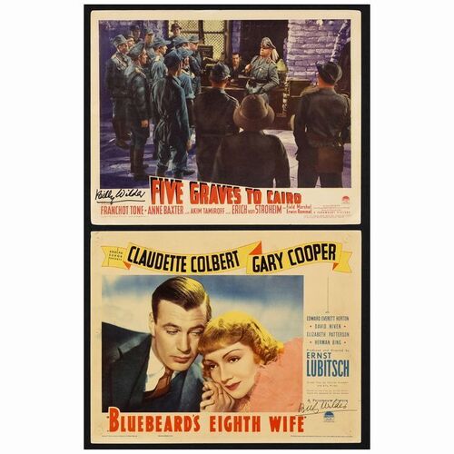 479. Signed Lobby Cards (2) (11" x 14") Signed by Director Billy Wilder (JSA COA); Very Fine- ### BILLY WILDER FILMS (1938)