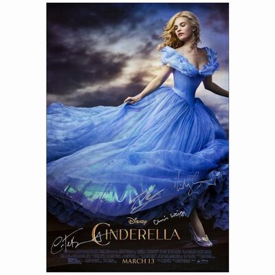 496. One Sheet (27" x 40") Signed by Lily James, Cate Blanchett, Richard Madden and Chris Weitz (JSA COA); Double-Sided; Very Fine+ Rolled ### CINDERELLA (2015)