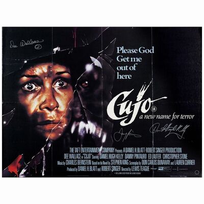 510. British Quad (30" x 40" ) Signed by Dee Wallace, Danny Pintauro, and Daniel Hugh Kelly.; Very Fine Folded ### CUJO (1983)