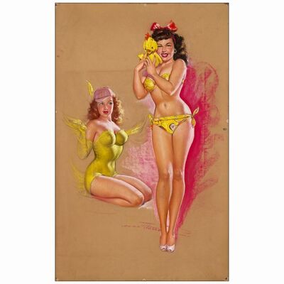 536. Pastel Pinup Artwork (24" x 38"); Very Fine On Brown Manila Paper ### EARL MACPHERSON (1940s)
