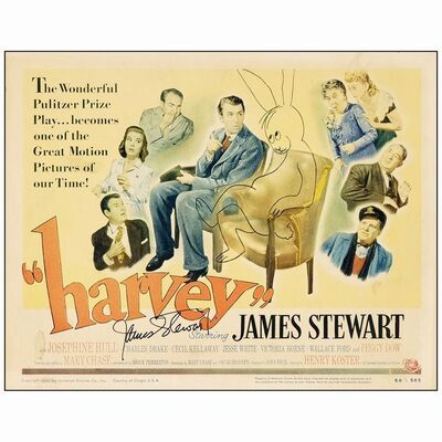 585. Title Lobby Card (11" x 14") Signed by James Stewart (JSA COA); Fine ### HARVEY (1950)