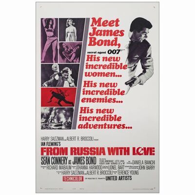 608. One Sheet (27" x 41"); Style A; Fine- on Linen ### JAMES BOND: FROM RUSSIA WITH LOVE (1963)