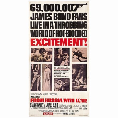 609. Three Sheet (41" x 79"); Style A; Very Fine- on Linen ### JAMES BOND: FROM RUSSIA WITH LOVE (1963)