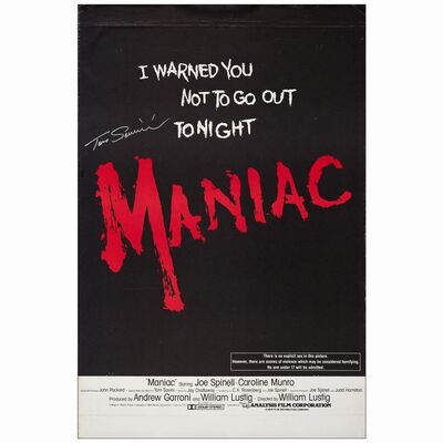 676. Half Subway (29.5" x 44.5") Signed by SPFX Tom Savini; Advance; Very Good+ Rolled ### MANIAC (1980)