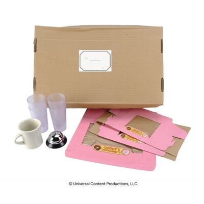 Lot #7: Hazel (Cameron Britton) and Cha-Cha's (Mary J. Blige) Doughnut Shop Accessories with Number Five's (Aidan Gallagher) Mug ### UMBRELLA ACADEMY, THE (2019 - 2024)