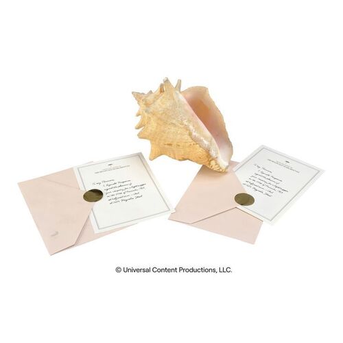 Lot #46: Sir Reginald Hargreeves's (Colm Feore) Family Meeting Hero Conch with Pair of Invitations ### UMBRELLA ACADEMY, THE (2019 - 2024)