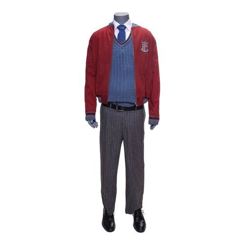 Lot #57: Alphonso's (Jake Epstein) Sparrow Academy Uniform Costume with Stomach Prop ### UMBRELLA ACADEMY, THE (2019 - 2024)