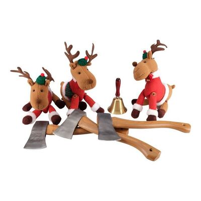Lot #213: Diego Hargreeves's (David Castaneda) Reindeer Stuffies with Metal Axes and Santa Bell ### UMBRELLA ACADEMY, THE (2019 - 2024)