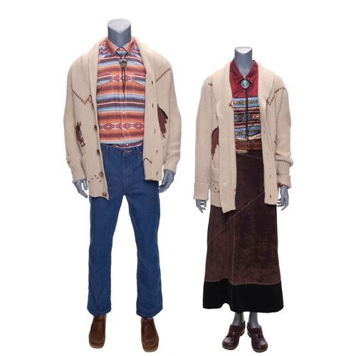 Lot #222: Dr. Jean Thibedeau (Megan Mullally) and Dr. Gene Thibedeau's (Nick Offerman) Farmhouse Scene Costumes ### UMBRELLA ACADEMY, THE (2019 - 2024)