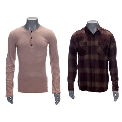 Lot #32: Carl Grimes' (Chandler Riggs) Dark Brown Plaid Shirt and Long-sleeved Brown Shirt ### WALKING DEAD, THE (2010-2022)