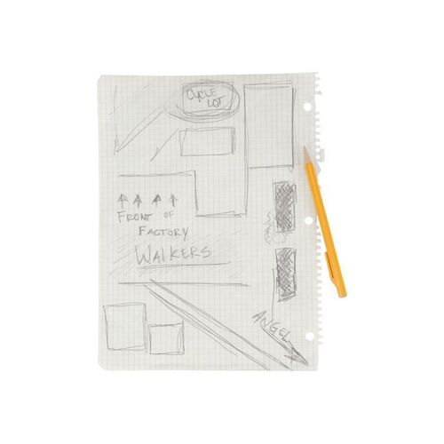 Lot #57: Sasha Williams' (Sonequa Martin-Green) Hand Drawn Map with Mechanical Pencil ### WALKING DEAD, THE (2010-2022)