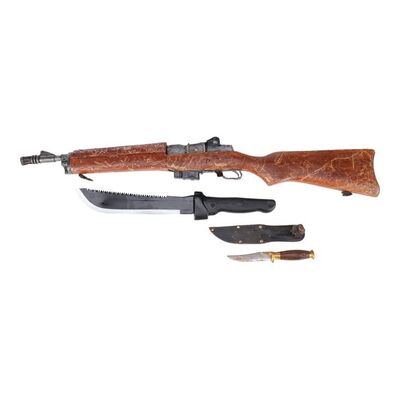 Lot #111: Luciana's (Danay Garcia) Dummy Rifle, Machete, and Knife with Holster ### FEAR THE WALKING DEAD (2015-2023)