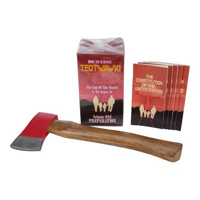 Lot #117: Jeremiah Otto's (Dayton Callie) Stunt Hatchet with TEOTWAWKI Pamphlets and VHS Tape ### FEAR THE WALKING DEAD (2015-2023)