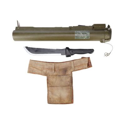 Lot #166: Luciana's (Danay Garcia) Rocket Launcher, Stunt Machete, and Side Bag ### FEAR THE WALKING DEAD (2015-2023)