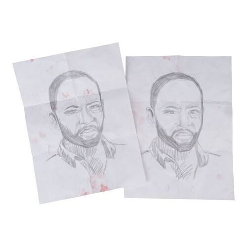 Lot #212: Emile LaRoux's (Demetrius Grosse) Bloody Wanted Sketches of Morgan ### FEAR THE WALKING DEAD (2015-2023)