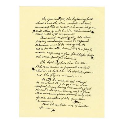 36. Page from Doc's (Christopher Lloyd) 1885 DeLorean Repair Letter to Marty (Michael J. Fox) ### BACK TO THE FUTURE PART III (1990)