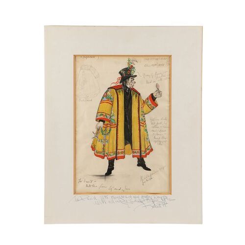 60. Hand-drawn Child Catcher (Robert Helpmann) Costume Design and Costume Swatches ### CHITTY CHITTY BANG BANG (1968)