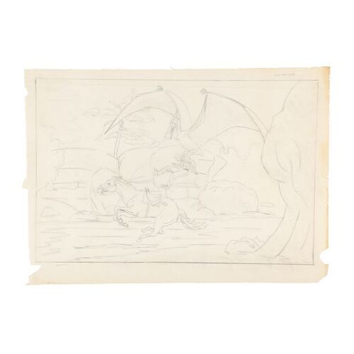 137. Ray Harryhausen Archive: Ray Harryhausen Hand-drawn Sketch of Pteranodon Lifting Cowboy off Horse ### THE VALLEY OF GWANGI (1969)