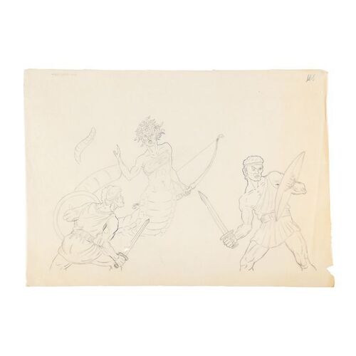 154. Ray Harryhausen Archive: Ray Harryhausen Hand-drawn Sketch of Medusa with Perseus and Soldier ### CLASH OF THE TITANS (1981)