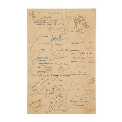 261. David Lean, Peter O'Toole, Omar Sharif, and Key Cast and Crew-autographed One-Year Anniversary Menu ### LAWRENCE OF ARABIA (1962)
