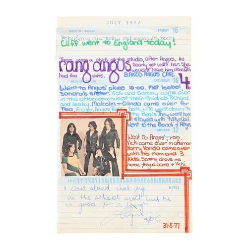 430. Angus Young-Signed Page From His Girlfriend's Diary ### AC/DC