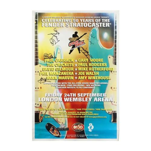 434. Amy Winehouse, Hank Marvin, Paul Rodgers, Paul Carrack and Joe Walsh Autographed "Celebrating 50 Years of Fender's Stratocaster" Billboard Poster ### AMY WINEHOUSE