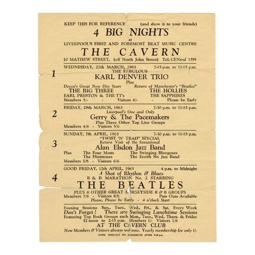 449. 1963 Cavern Club Handbill ### THE BEATLES