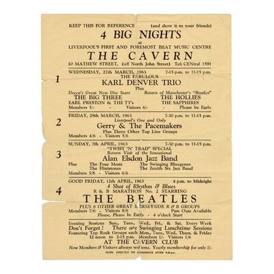 449. 1963 Cavern Club Handbill ### THE BEATLES
