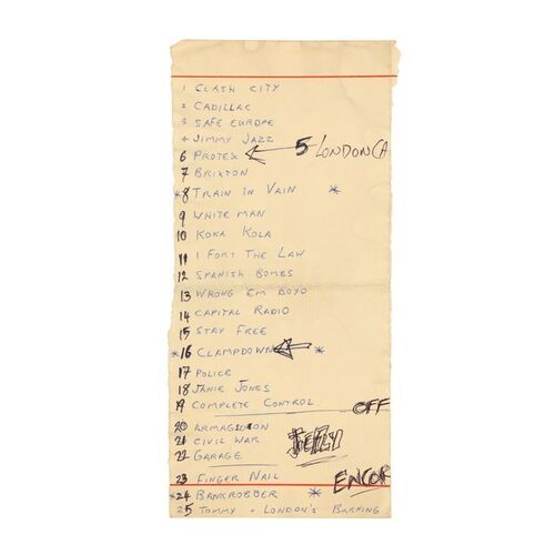 494. Joe Strummer Handwritten Set List ### THE CLASH