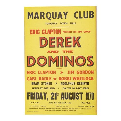 507. Derek and the Dominoes Marquay Club 1970 Concert Poster ### ERIC CLAPTON
