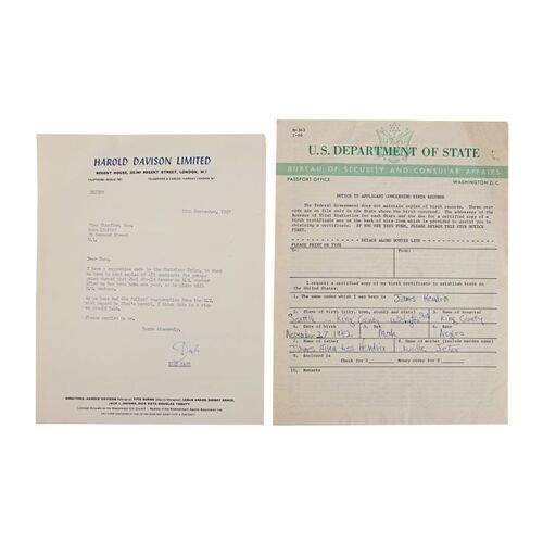 540. The Patricia "Trixie" Sullivan Collection: Jimi Hendrix's Handwritten Request for a Copy of His Birth Certificate ### JIMI HENDRIX