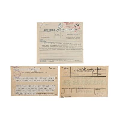 558. The Patricia "Trixie" Sullivan Collection: Three Telegrams Relating to Jimi Hendrix Not Being Able to Travel ### JIMI HENDRIX