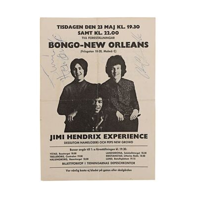 559. The Jimi Hendrix Experience 1967 Malmo Handbill Autographed by Jimi Hendrix and Chas Chandler ### JIMI HENDRIX