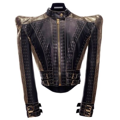 581. Custom One-of-a-Kind Lady Gaga Born This Way Ball Leather Jacket by Donatella Versace ### LADY GAGA