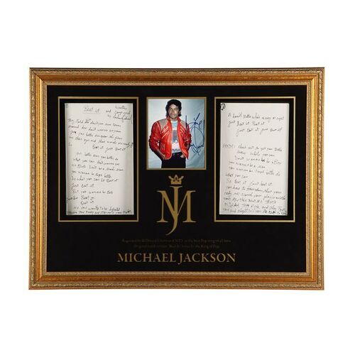 613. Framed "Beat It" Lyrics Handwritten by Michael Jackson ### MICHAEL JACKSON