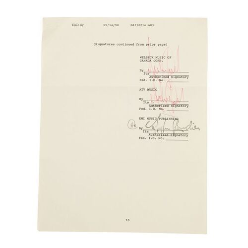 615. Michael Jackson Signed Record Contract Page ### MICHAEL JACKSON