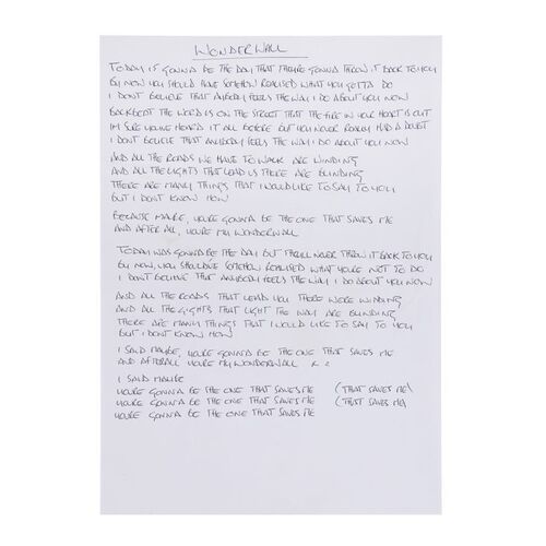 646. Noel Gallagher Handwritten Lyrics to "Wonderwall" ### OASIS