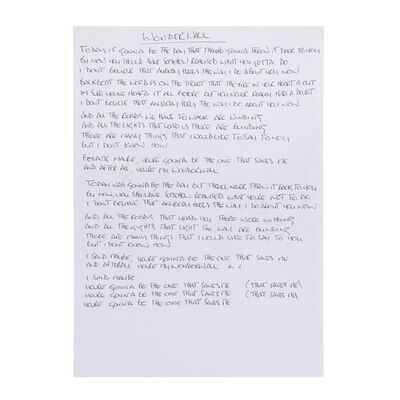 646. Noel Gallagher Handwritten Lyrics to "Wonderwall" ### OASIS