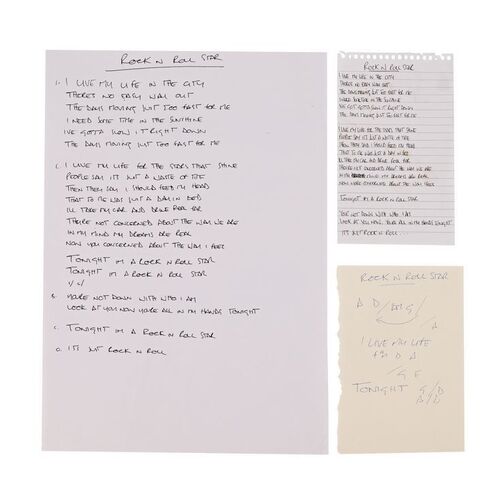 651. Noel Gallagher Handwritten Lyrics and Guitar Chords for "Rock 'n' Roll Star" ### OASIS