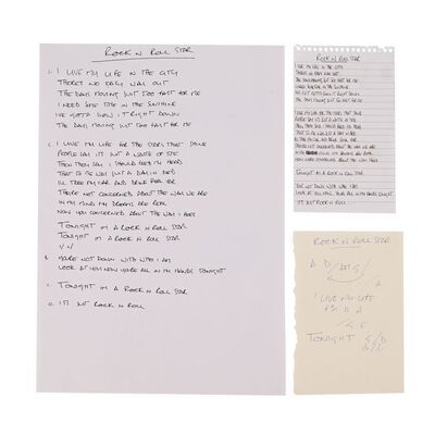 651. Noel Gallagher Handwritten Lyrics and Guitar Chords for "Rock 'n' Roll Star" ### OASIS