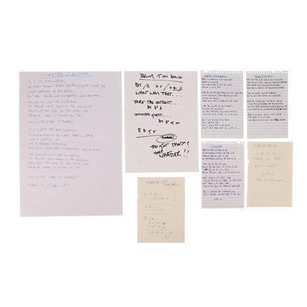 652. Noel Gallagher Handwritten ''Cigarettes & Alcohol'', ''Married with Children'', ''Columbia'' and ''Bring It On Down'' Lyrics ### OASIS